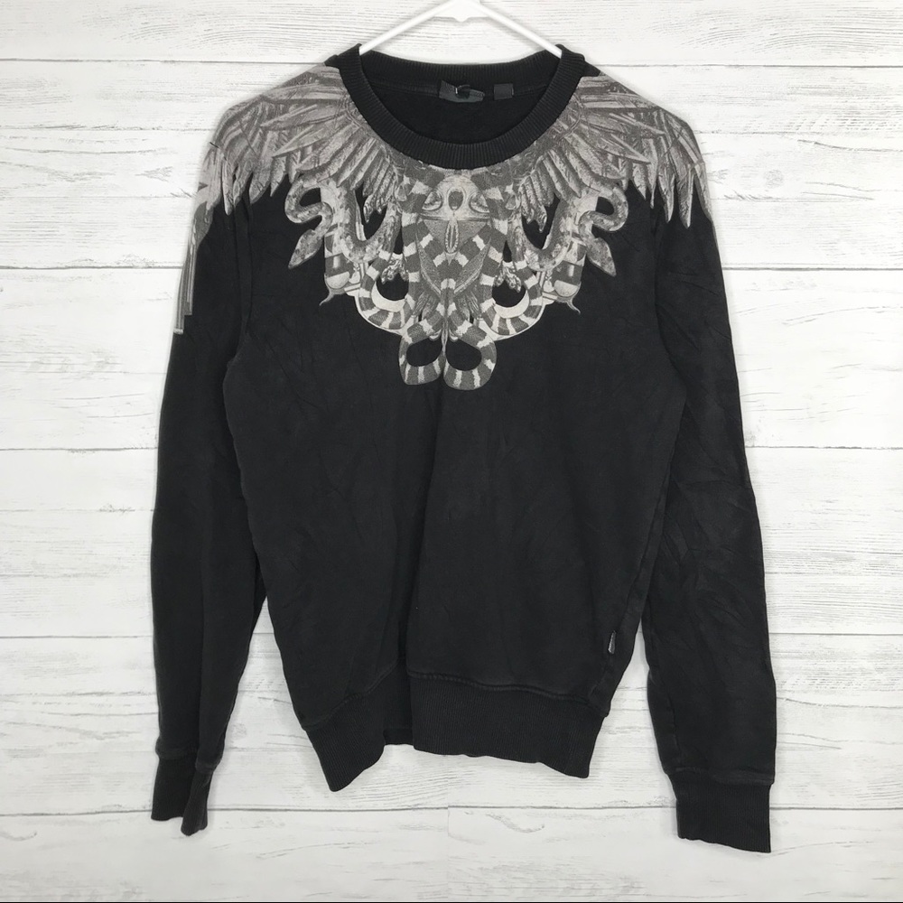 Black Snake Print Long Sleeve Sweater Crewneck